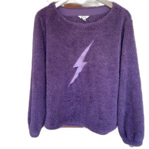 Wildfox purple lightning bolt fuzzy sweater sz women's medium
